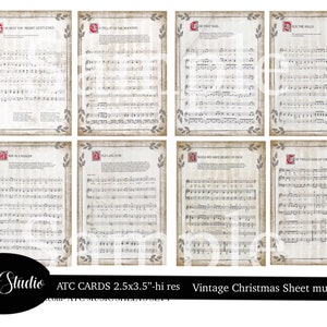 Digitale ATC Karten Weihnachten Noten Musik Carols Digital Collage Sheet Digital ATC Printable Download Digital Bild ACEO