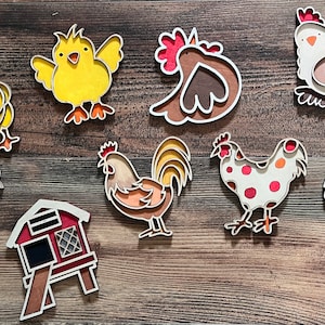 Poulets découpés au laser, poulailler Modèle de motif de conception de découpe laser SVG Fichiers SVG Glowforge SVG Lot de téléchargement numérique de décoration intérieure