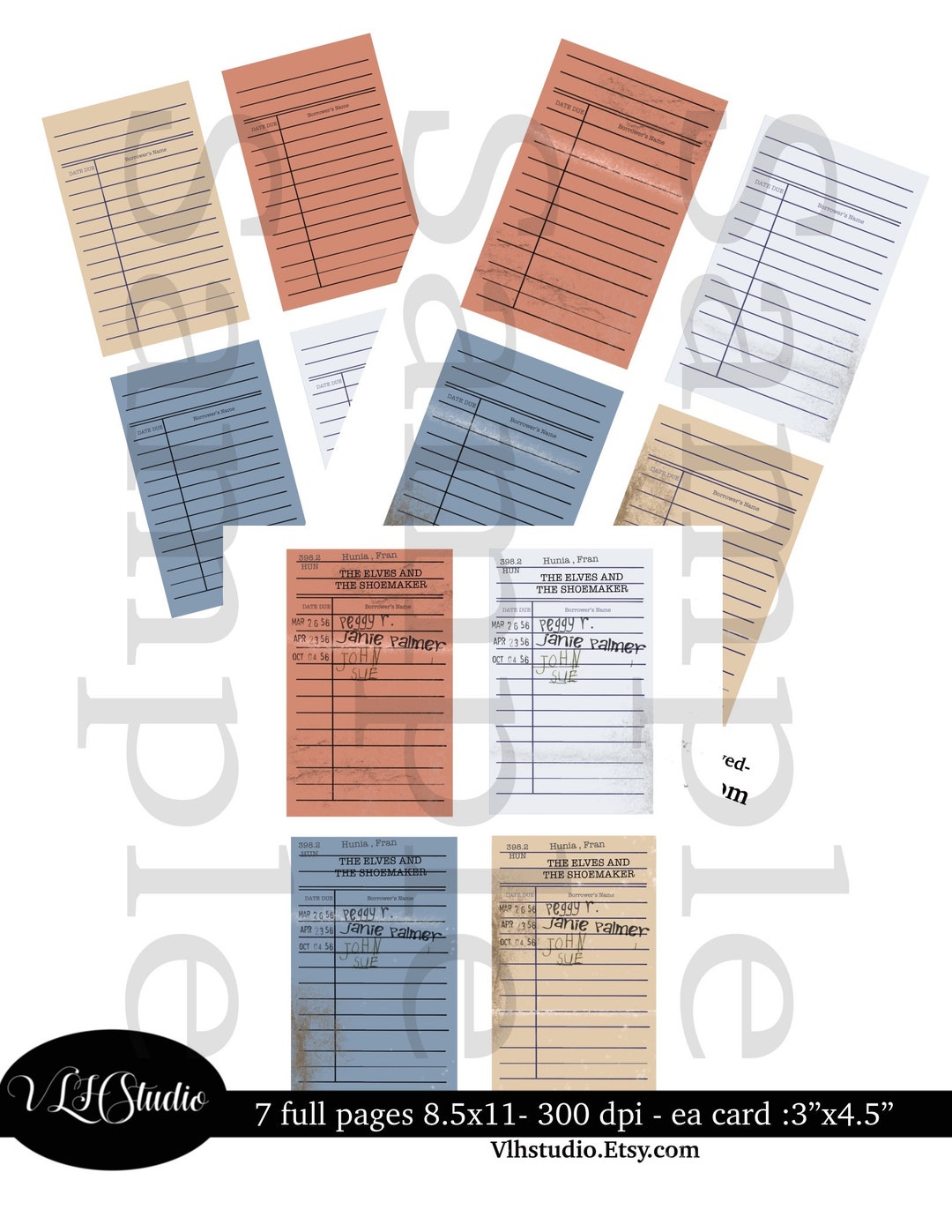 Vintage Library Checkout Cards - Il 1080xN.4225247219 Oui3 