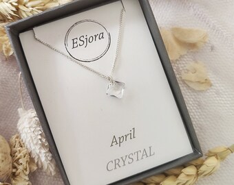 April Birthstone Necklace: Sterling Silver Crystal Pendant