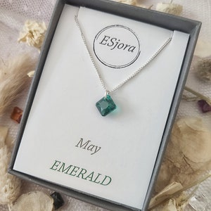 May birthstone necklace, Birthday gift, Christmas gifts, Gifts for her, charm necklace, personalised gift, Emerald, bridesmaid gift, crystal