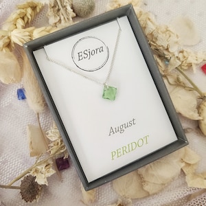August birthstone necklace, Birthday gift, Christmas gifts, Gifts for her, charm necklace, personalised gift, bridesmaid gift, Peridot, gift