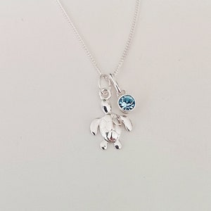 Collier tortue personnalisé en argent sterling avec breloque pierre de naissance, bijoux de plage, collier marin, bijoux inspirés de l'océan, cadeaux pour elle image 3