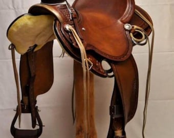 Western Leather Saddle for Trail Riding and Ranch Work 16'' Seat Size