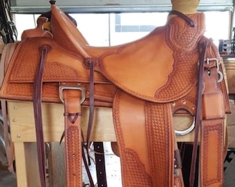 16" Chestnut Eco-Leather Western Saddle – Hard Seat, Pleasure Trail