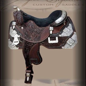 Western  show saddle Eco- leather brown colour 16&#39;&#39; inches horse saddle pleasure trail all sizes available / free ship