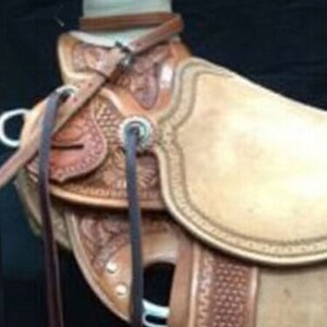 Western Selle Cuir Écologique Noir Couleur Tambour Teint Taille 16  et