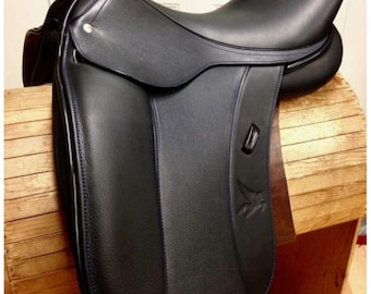 Handmade'' Spanish Horse Saddle DD Leather Black All Purpose 18" Seat ''Equestrian'' ,''Horse'' Tack''