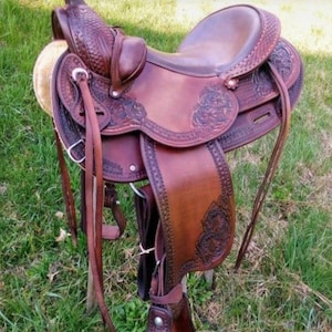 Horse Tack&#39;&#39; Western Roper Saddle 16&#39;&#39; Inch Brown | Handmade Eco-Leather Horse Saddle for Pleasure & Trail Riding