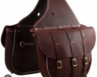 Leather saddle bag colour brown soft leather