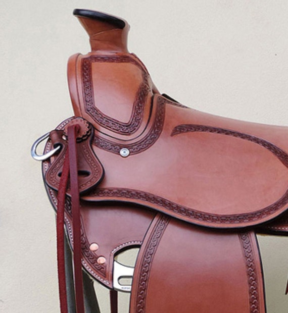 Selle Ranch Western En Cuir Naturel – 16 Pouces – Sculptée à La Main – Aledosaddlery