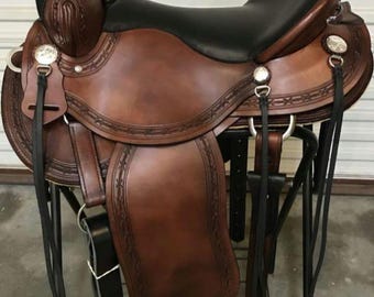 16'' Brown Eco-Leather Western Horse Saddle - Pleasure Trail
