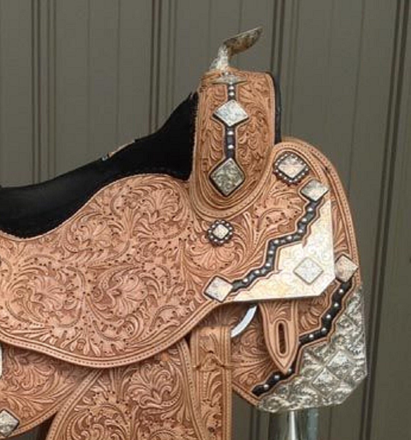 Étriers Western Pro Rider – Alu Gravé, Cristaux Turquoise – Taille Unique