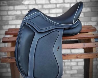 Handmade'' English Close Contact Black Saddle 17'' – Eco-Leather ''Equestrian Gear'' with Headstall and Breast Collar ''Horse Tack''