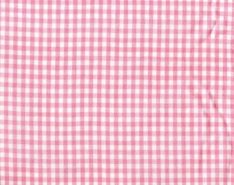 Pink Gingham Cotton Fabric, Quilting Fabric, Vintage Style
