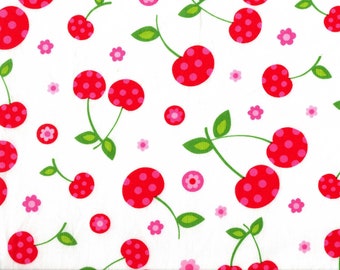 Cherry Fabric, Cherry Print Fabric, Cherry Kitchen Decor, Abstract Fabric, Retro Fabric, Fabric Remnants, Fabric by the Yard FF019