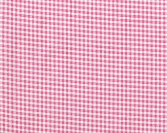 Pink Gingham Cotton Fabric, Quilting Fabric, By The Yard