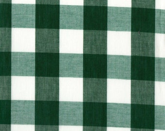Green Gingham Fabric, Poly Cotton Check, Quilting Fabric