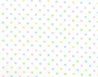 Pastel Polka Dot Cotton Fabric, Multi-Colored Dots, Quilting Fabric