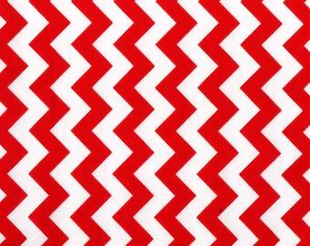Red Chevron Cotton Fabric, Quilting Fabric, By The Yard BB045