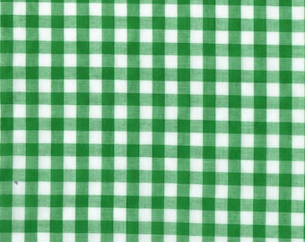 Green Gingham Fabric, 100% Cotton Quilting Fabric