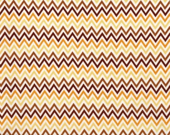 Yellow Brown Chevron Fabric, 100% Cotton, Quilting Fabric