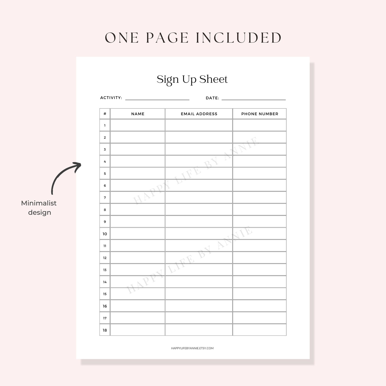 Sign up Sheet, Printable Sign up Sheet, Sign up Sheet Pdf - Etsy