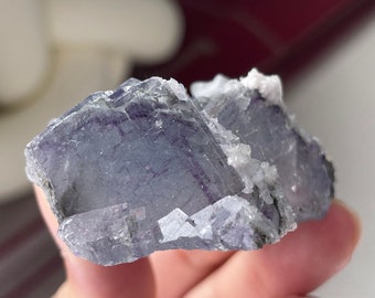 Aglomerado de cristais de fluorita roxa | Espécime mineral de Yaogangxian com calcita