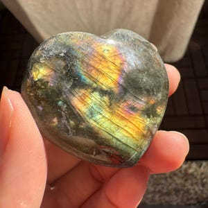 Labradorite Heart with Sunset Flash | Labradorite Crystal Heart