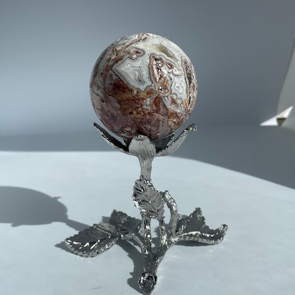 Blumenkugelhalter aus Metall | Silberfarbener Metall Kugelständer | Metall kugel sockel