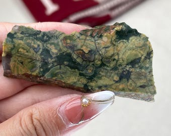 Losa pequeña de jaspe de selva tropical crudo / rebanada de cristal de riolita