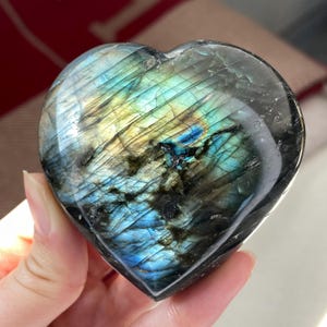 Large Labradorite Heart with Sunset Flash | Labradorite Crystal Heart