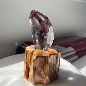 Top Quality Garden Quartz Free form with Custom Wooden Stand | Statement Piece