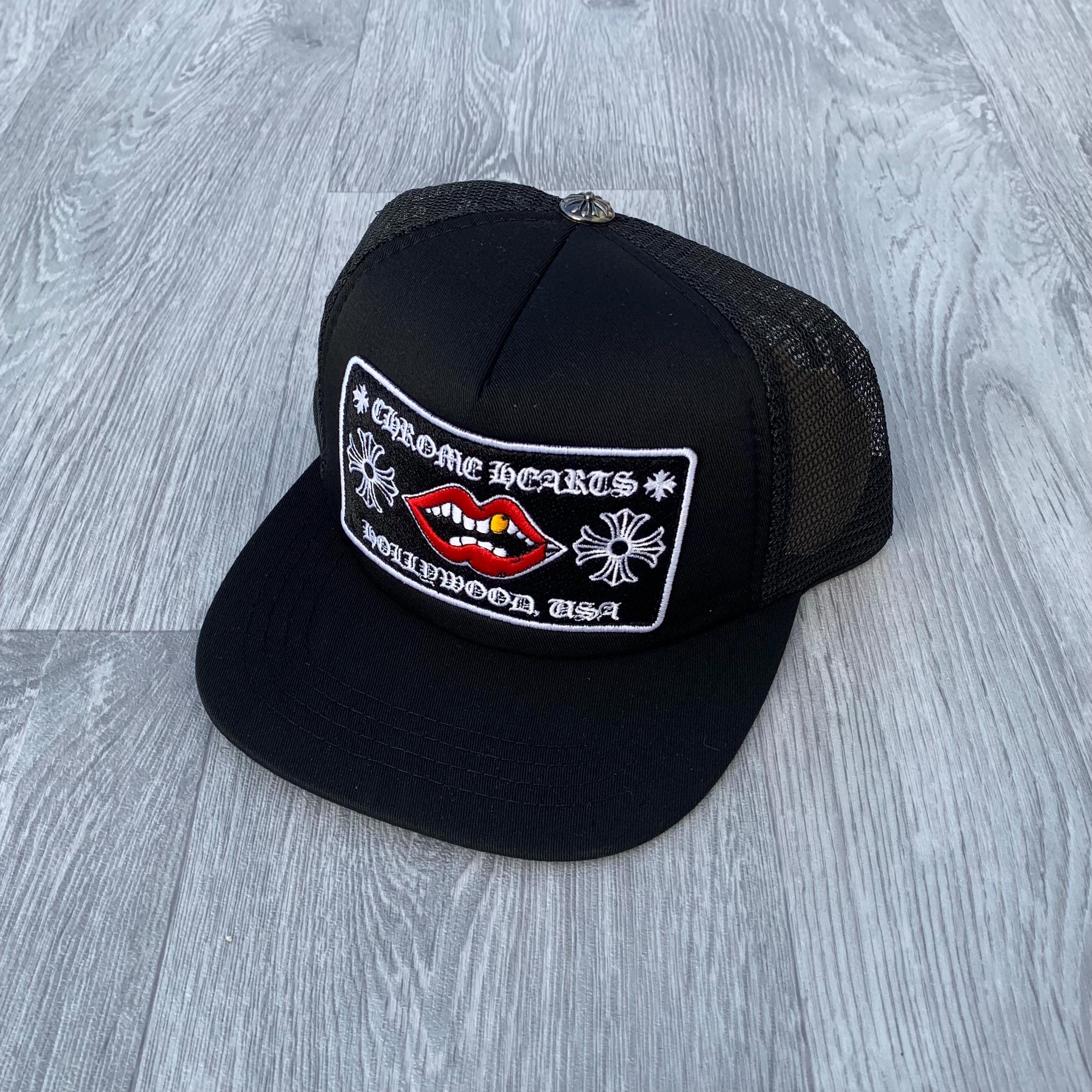 Chrome Hearts Lips Snapback Baseball Cap Trucker Hat Black