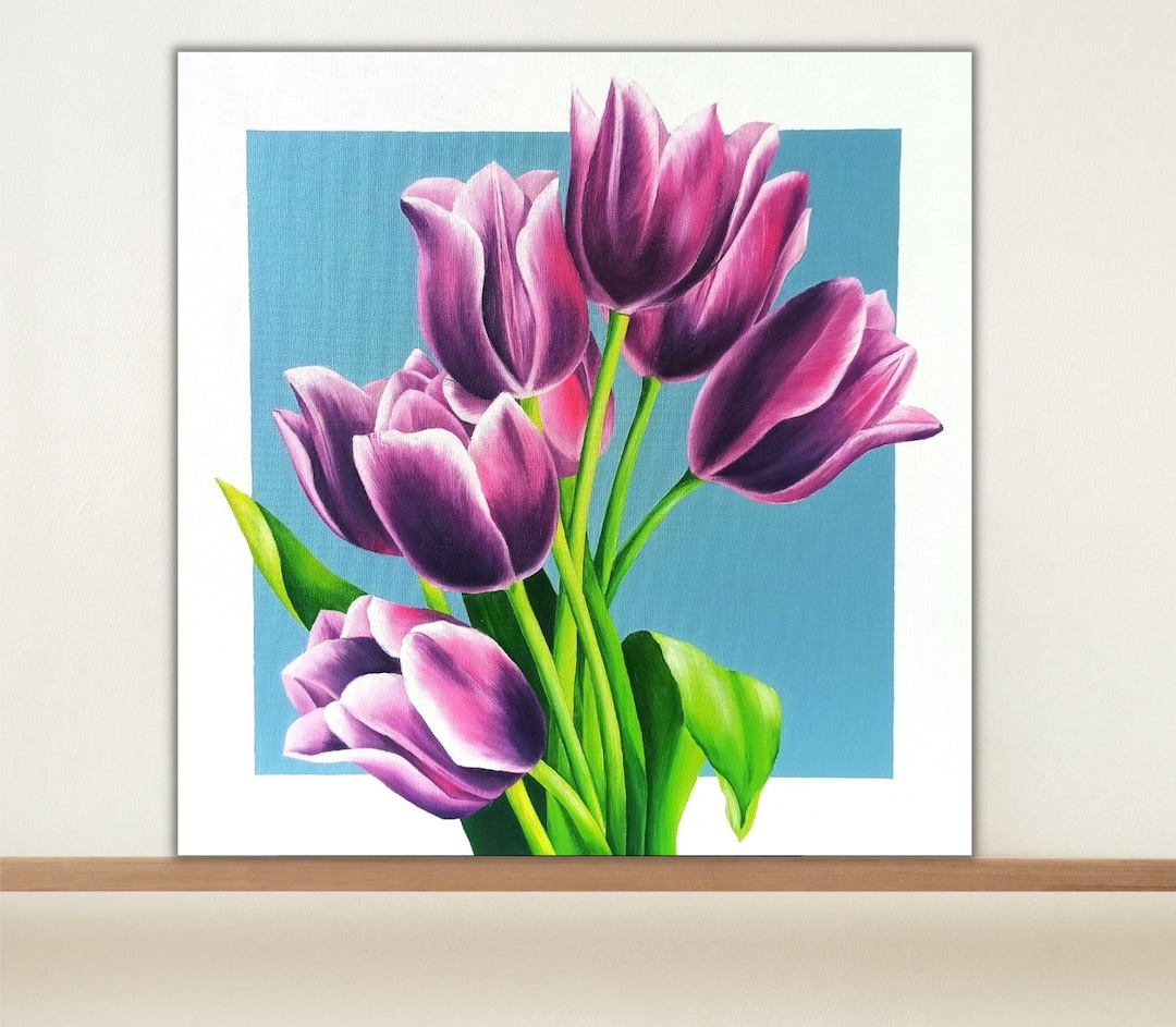 Tulips Oil Painting Spring Flowers Original Art Handmade Floral Artwork ...