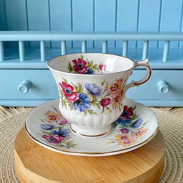 Vintage Beautiful Paragon Flower Festival, English Bone China, Coffee Cup and Saucer, Previously Loved Lady Sized Cup, Lovely Gift, England