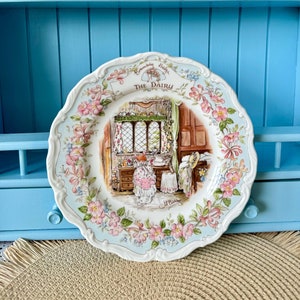 Vintage Royal Doulton &quot;Brambly Hedge&quot;  ~ The Diary Plate, 8 Inch Plate, Jill Barklem, Bone China, Pretty Mice Decor, As New! Made in England