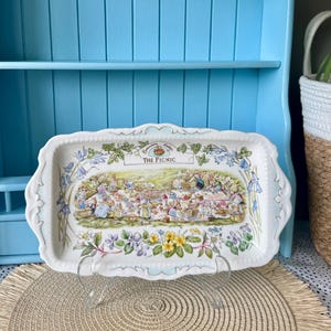 Very Rare Vintage Brambly Hedge The Picnic Plate Royal Doulton 1989, Rare Sandwich Tray, Storybook Mice, Unused Vintage Collector&#39;s Gift, UK