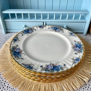 Vintage Royal Albert Moonlight Rose Dinner Plate, Price is Per Plate, Bone China, Beautiful Blue Roses Decor, Made in England, Perfect China