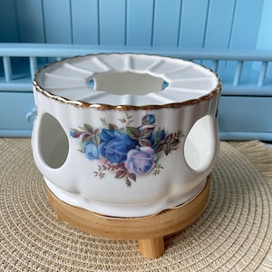 Vintage Royal Albert &quot;Moonlight Rose&quot; Teapot Warmer, Fine Bone China, Made In England, Previously Loved, Blue Roses Decor, Collectors Item