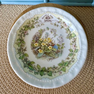 Vintage Royal Doulton &quot;Brambly Hedge&quot;  Spring Petit Fours, Small Plate 12cm, Jill Barklem, Bone China, Pretty Spring & Yellow Decor, England