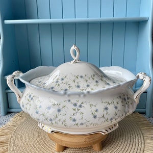 Pretty Vintage Royal Albert "Caroline" Serving Dish, Fine Bone China, Beautiful Blue Forget Me Not with Baby Blue Decor, Made in England