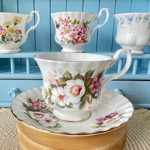 Vintage Royal Albert Woodborough Summertime Series Male Sized TeaCup & Saucer, Fine Bone China, Made In England, HighTea, Previously Loved