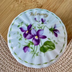 VERY Rare Find Vintage Royal Albert &#39;Flower of the Month&#39; Lidded Pill Box, Trinket Box, Bone China, Collectors Item, February Decor, England