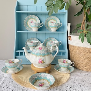 Very Rare and Hard To Find Vintage Royal Albert Enchantment Teapot, Large 1.25L, Previously Loved, Lovely Baby Blue Floral Decor, England