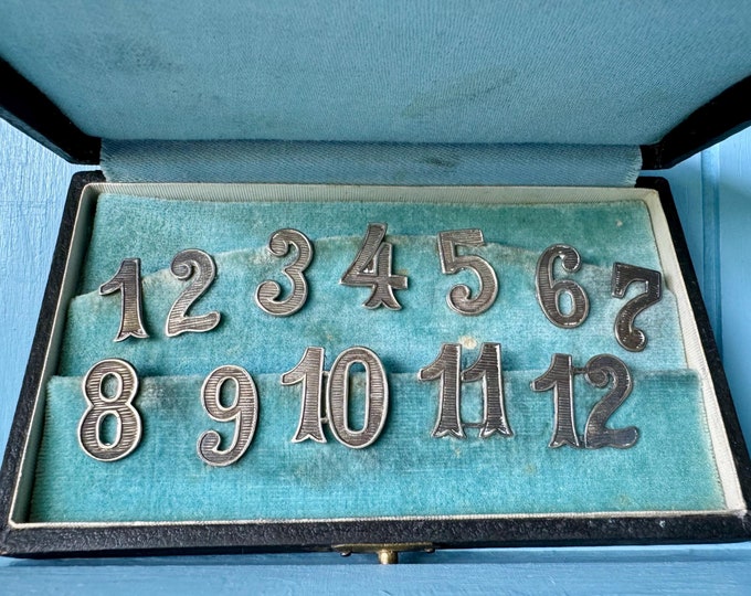 Antique Alpacca Silver Wine Glass Numbers, Wine Glass, Table Markers ...
