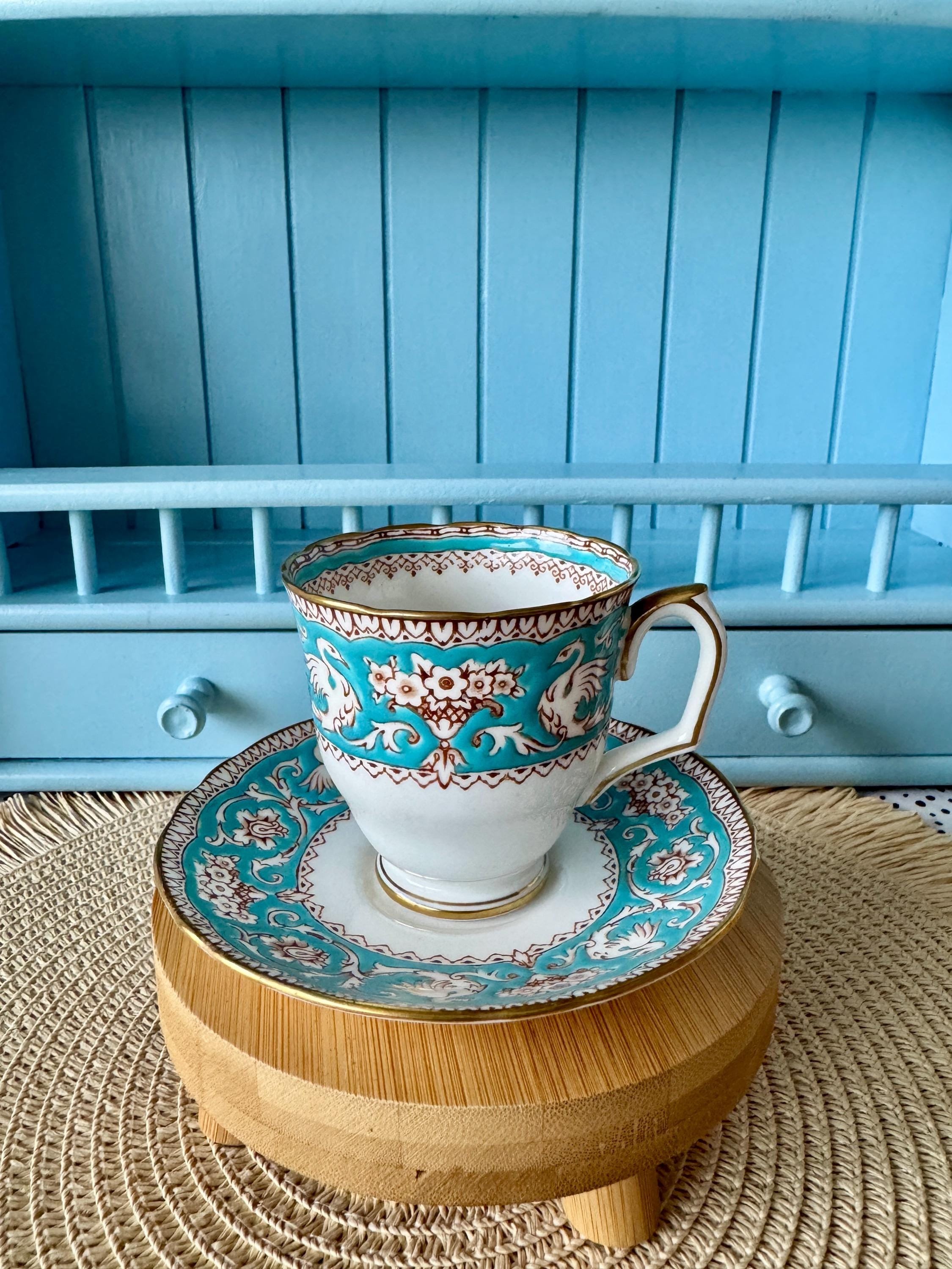 Vintage Crown Staffordshire Ellesmere Turquoise Tea Cup