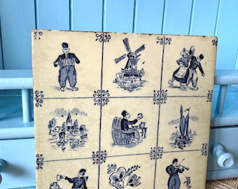 Vintage Royal Sphinx Delft Blue Tile, Dutch Folk Art Ceramic Wall Decor, 15cm Holland Pottery, Handpainted Delfts Blauw, Maastricht