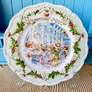 Vintage Royal Doulton &quot;Brambly Hedge&quot; Candlelight Supper Plate, Midwinter Collection  8 Inch Plate, Jill Barklem, Bone China, Made inEngland