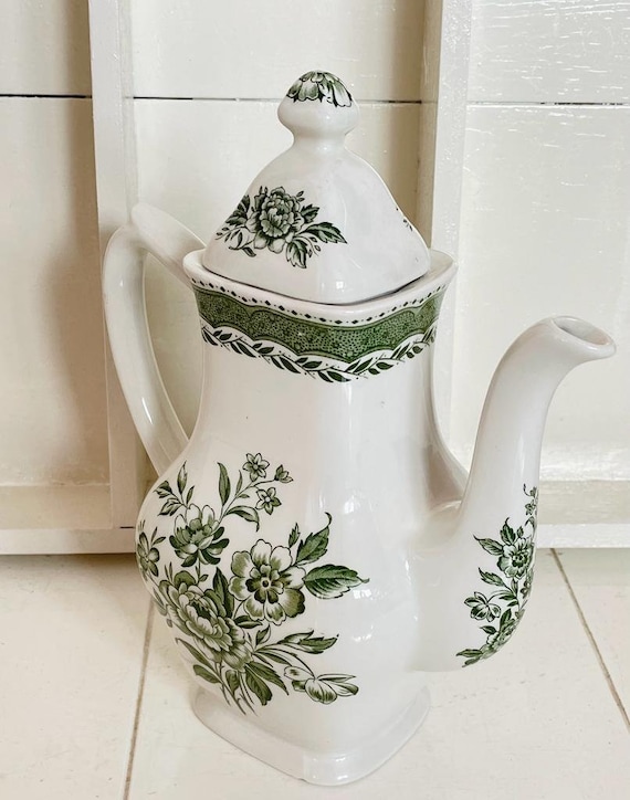 Vintage Green Floral Stratford Teapot by W.H. Grindley & Co